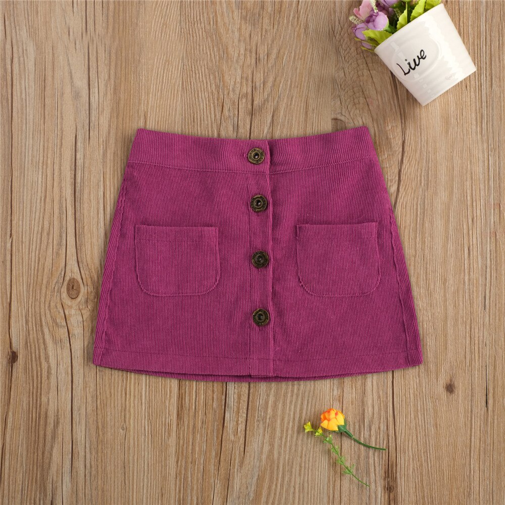 WenaZao infantile enfant en bas âge enfants bébé filles printemps automne deux poches enfants velours côtelé jupe Club fête vêtements quotidiens: VIOLET / 12M
