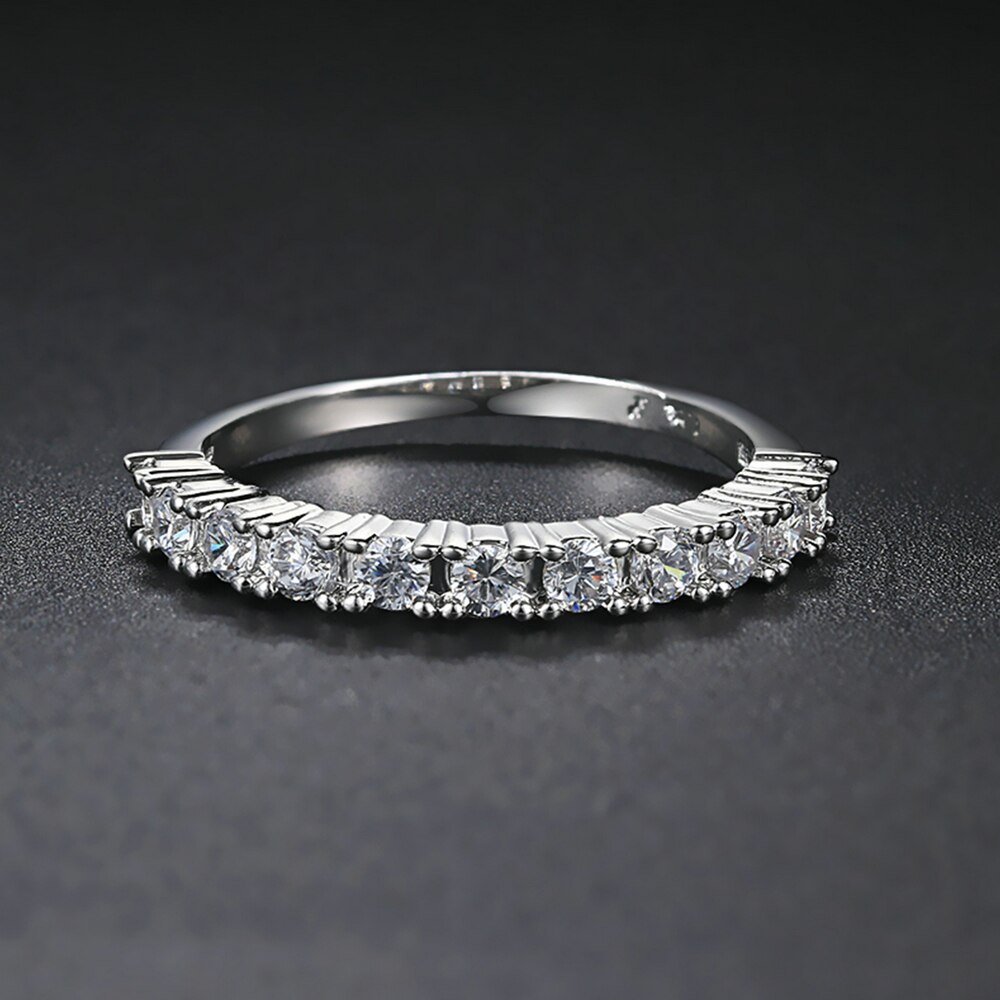 Luxe Zilver Kleur Zirconia Half Cirkel Pave Ringen Wedding &amp; Engagement Ring Sieraden Voor Vrouwen ZYR589