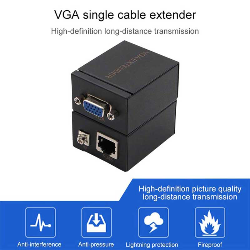 60m VGA to RJ45 Adapter Networking Signal Extender Sender Over Ethernet Cable Transmitter Receiver Ethernet Adapter Amplifier
