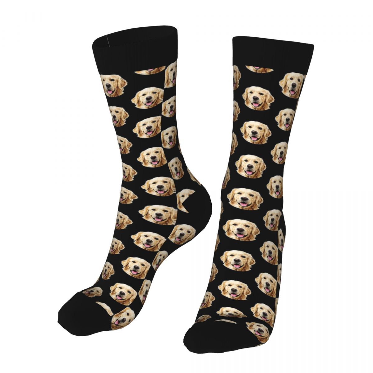 Calcetines divertidos de retrato de cara de Golden Retriever para hombre, ropa de poliéster 90%, calcetines gruesos de tubo medio de perro Humor, otoño