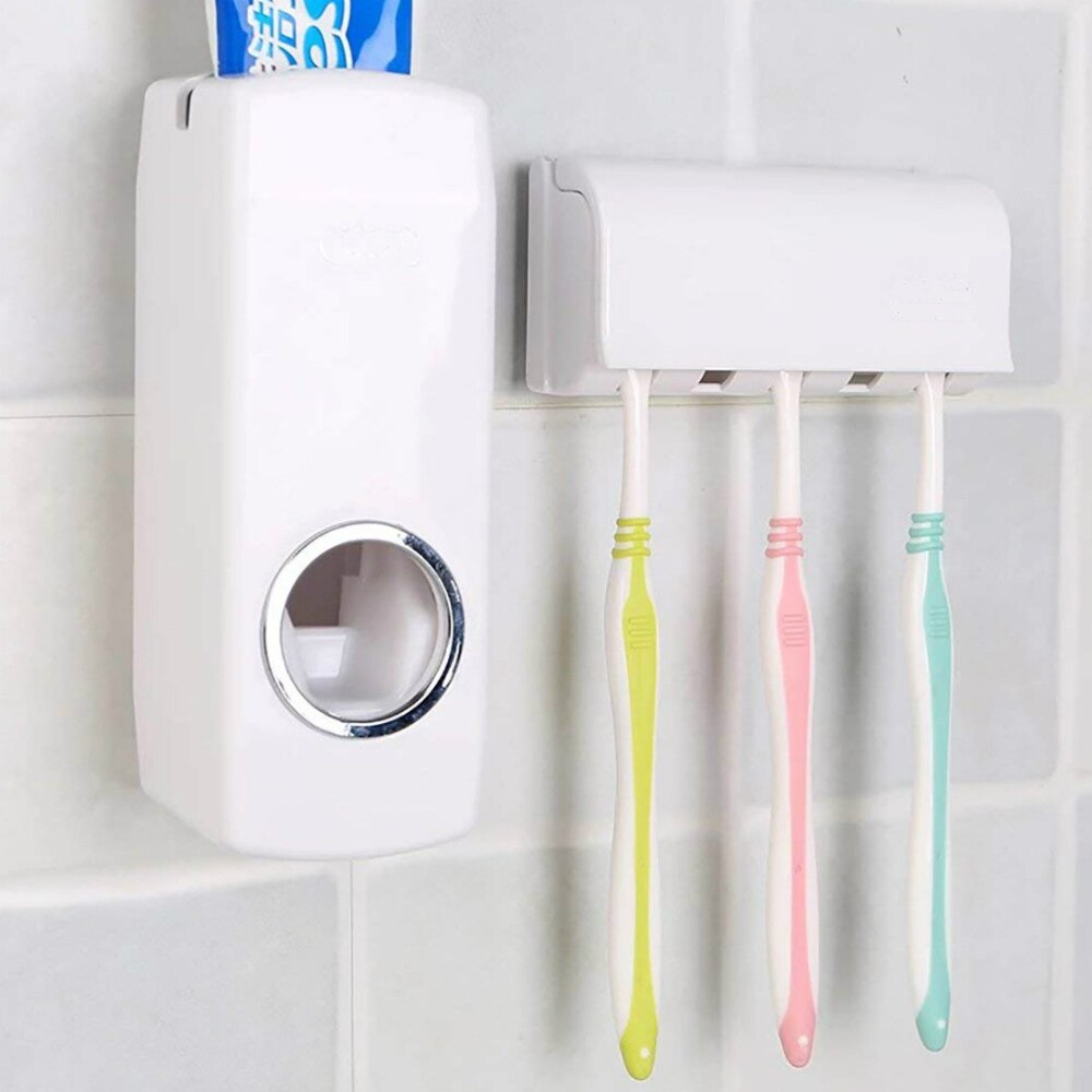 Wandmontage Automatische Tandpasta Dispenser En Houder 5 Tandenborstelhouder Stand Set