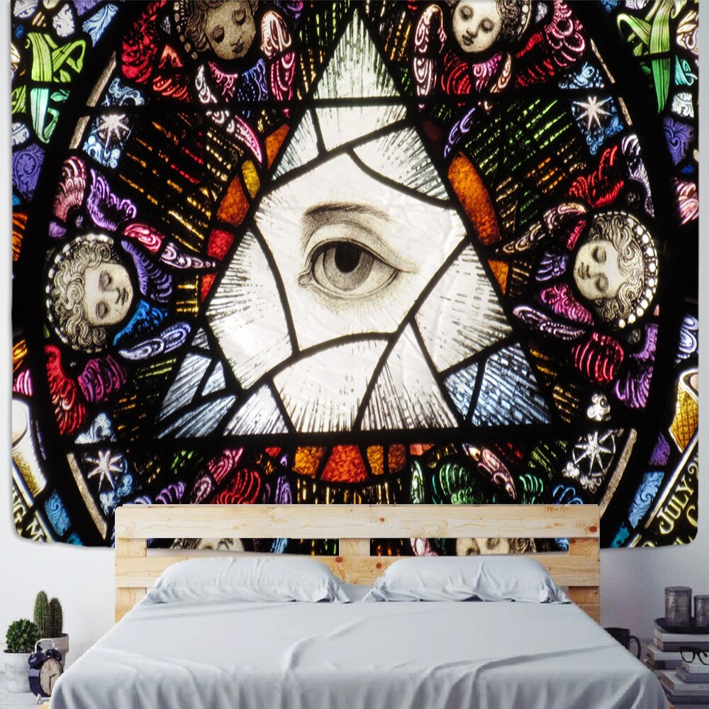 Psychedelic Eye Tapestry Wall Hanging Portrait Witchcraft Hippie Abstract Mystery Horror Dark Home Decor