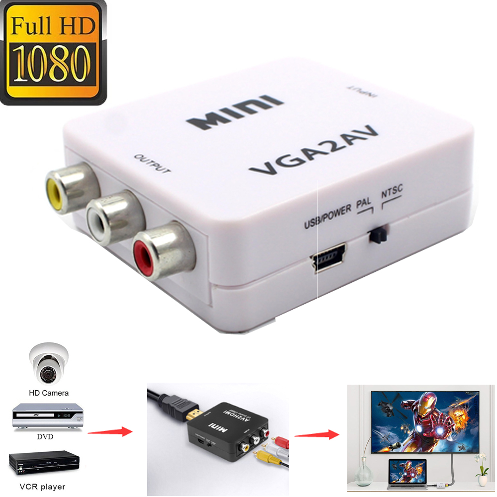 HDMI-compatible To AV Converter Adapter 1080P HD Video Composite Conversion Box HD To RCA AV/CVSB L/R Video Support NTSC PAL