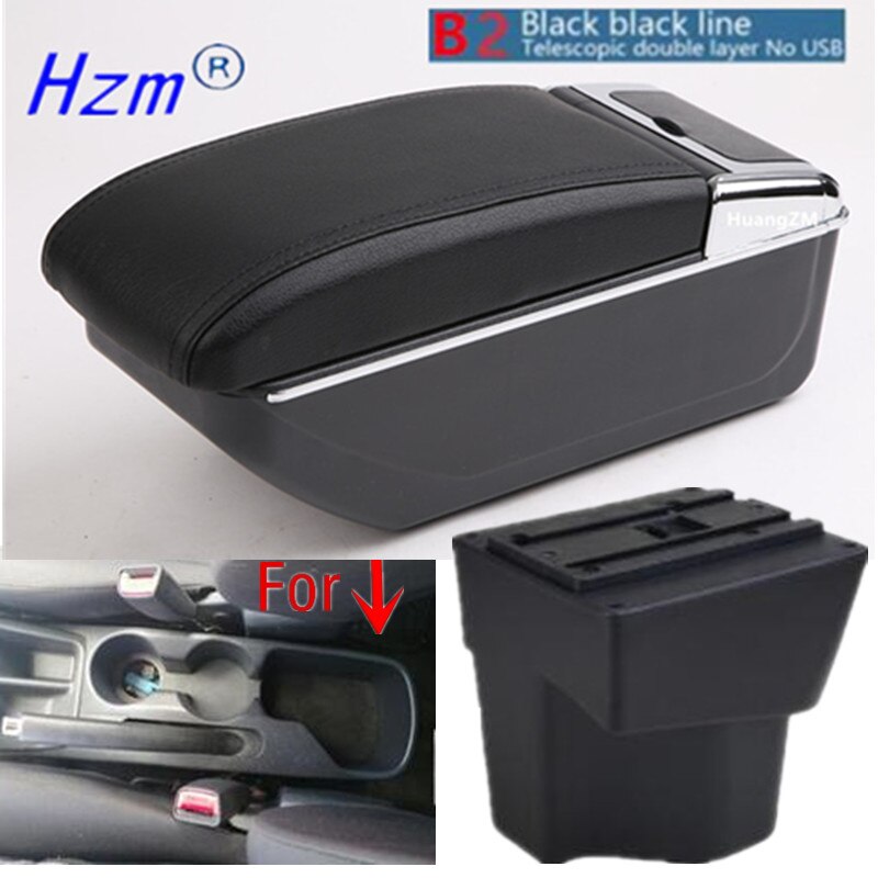 For KIA Rio 5 Armrest Rio parts dedicated Car Armrest box Storage box car accessories Interior USB: B2 black line NO USB