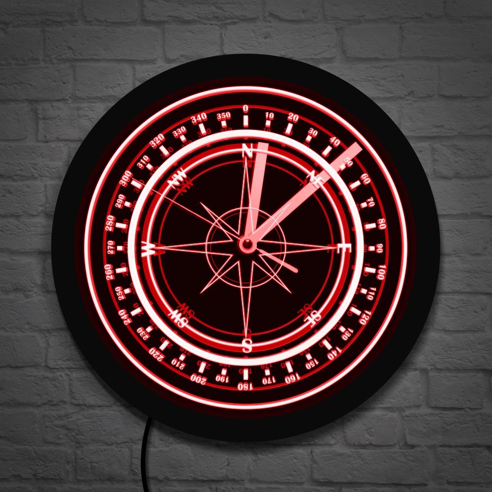 Boussole nautique LED horloge murale lumineuse Vintage vent Rose boussole Rose Multi couleurs applique murale marine Marina marins