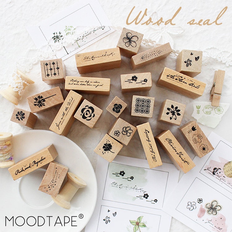 Moodtape vintage træ klart stempel engelsk kontrakt blomst til gør-det-selv scrapbog/fotoalbum dekorativt stempel gummistempel segl
