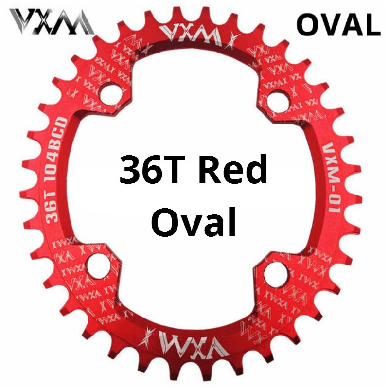 Plato ancho estrecho y ovalado vxm para bicicleta de montaña , 104bcd , 30t 32t 36t 34t 38t piezas de placa dentada, 104bcd .: 36t óvalos rojos