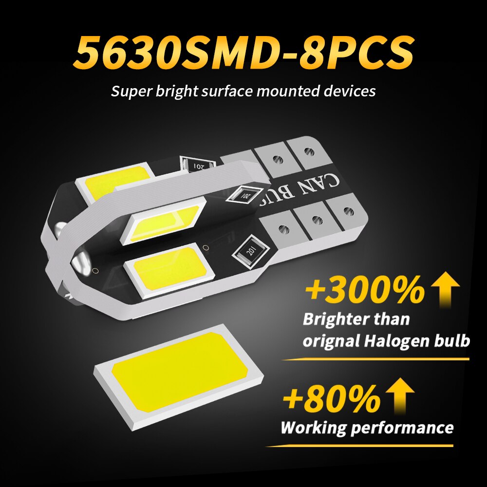 2x t10 w5w canbus led polttimo 8 smd 5630 194 automaattinen välys kiilan puoleinen takaluukun valo 12v 6000k lukuvaloa ei virhettä valkoinen punainen