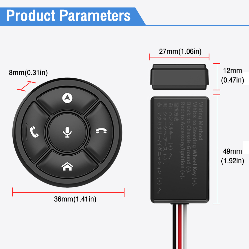 Afstandsbedieningknoppen 10 sleutel draadloos autostuurwiel universeel voor autoradio dvd gps multimedia navigatie hoofdeenheid afstandsbediening