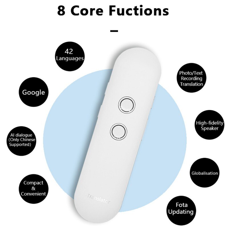 Two Way Easy Trans Smart Voice Language Translator Portable Bluetooth 5.0 Support 42 Languages