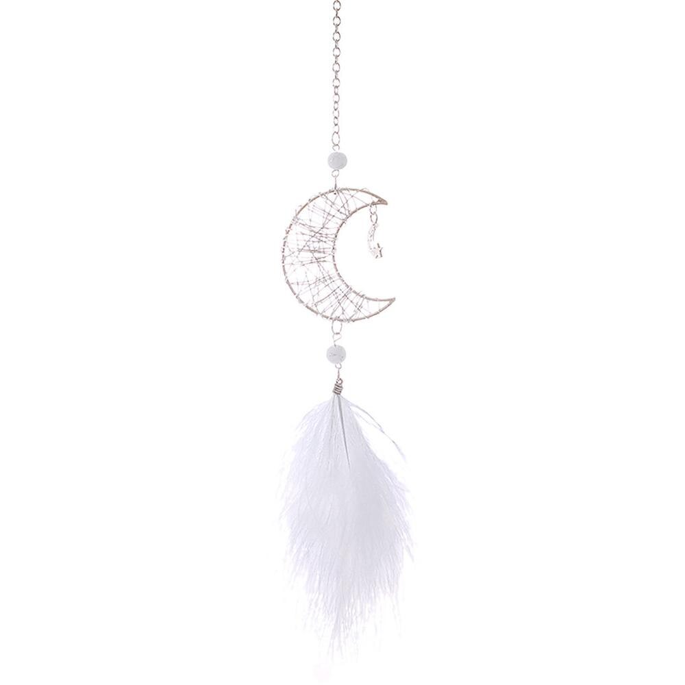 Hueco estrella creativa Luna cazador de sueños de plumas campanas de viento hecho a mano indio colgante para coche y pared hogar niños habitación decoración FDH: B