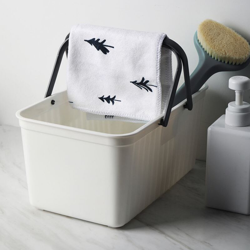 Bærbare badekurvespand med håndtag og huller plastopbevaringskurv til håndsæbe til kropsvask shampoo balsam