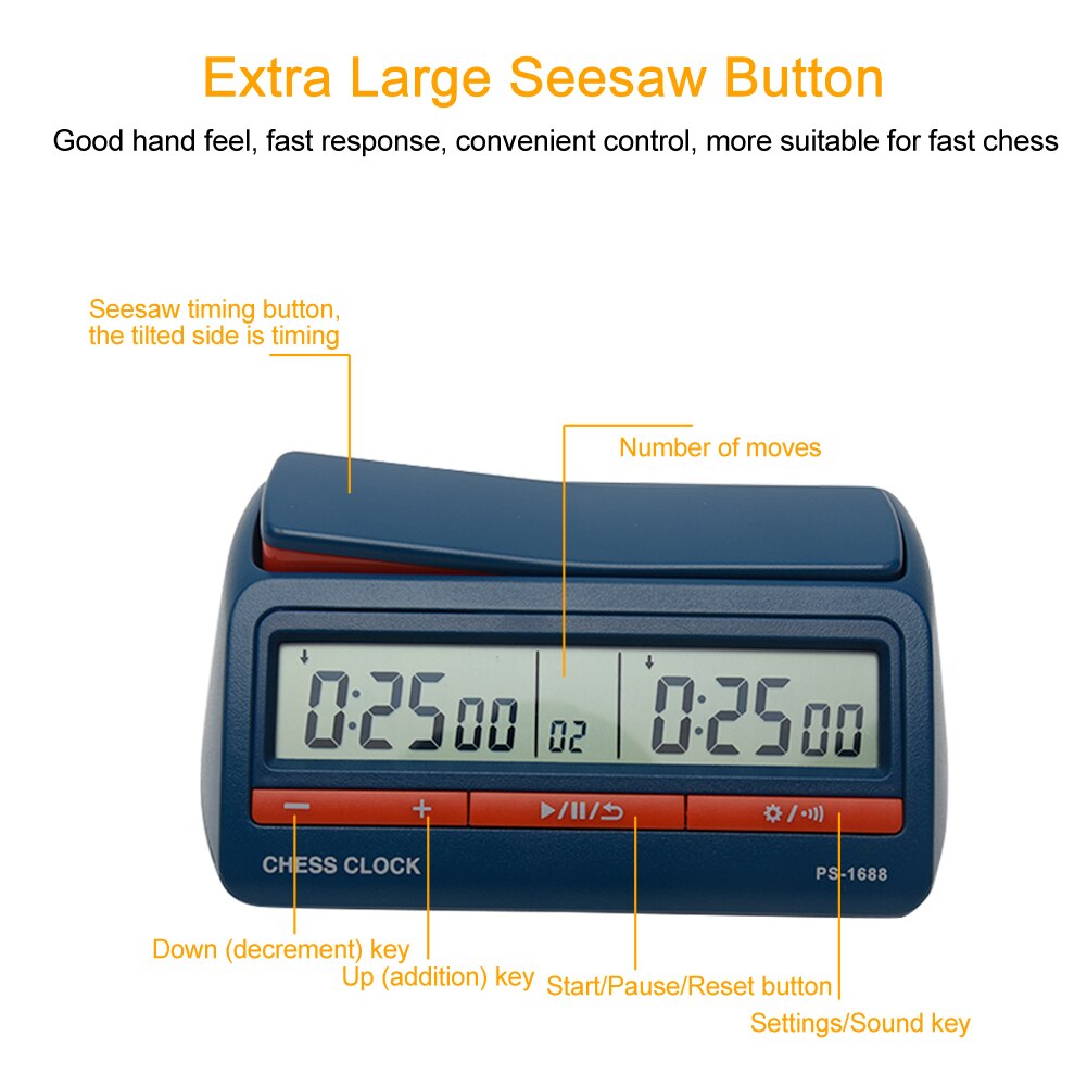 International Portable ABS Count Down Game Timer Easy Operate Chess Clock Reusable Battery Powered Digital Display