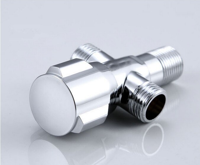 1/2" Chrome Finish Copper Toilet Filling Valve T-shape Diverter Bidets Shower Angle Valve 3-hole