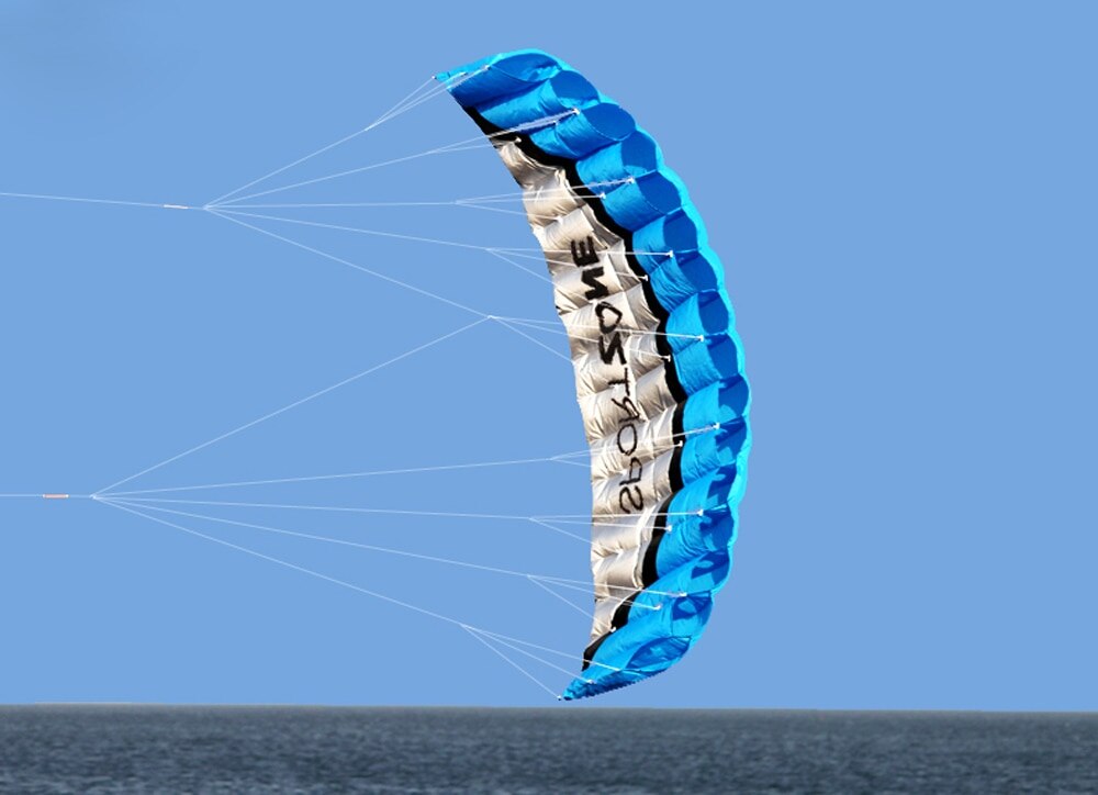 Utomhussporter 2.5m kraftfull mjuk drake dubbel linje stunt parafoil drake med handtag 30m rad barn vuxna utomhus strand gräsmark kul