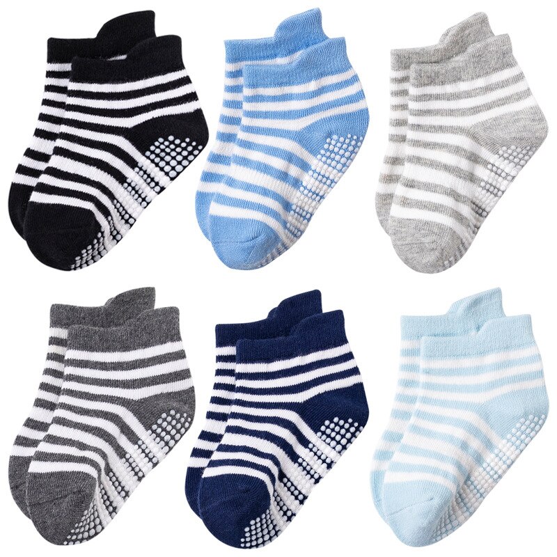 6 Pairs Kleurrijke Peuter Kids Sok Baby Jongens Meisjes Solid Anti-Slip Gebreide Warme Sokken Kamer Sokken Katoen Lente warm Casual: E / 12-14  1-3 Years