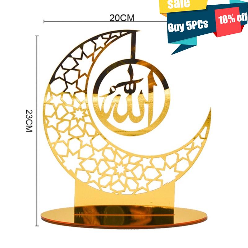 Ramadan dekoration glad eid mubarak islam akryl månestjerne skrivebordspynt hajj islamisk muslimsk festival festdekoration: 8
