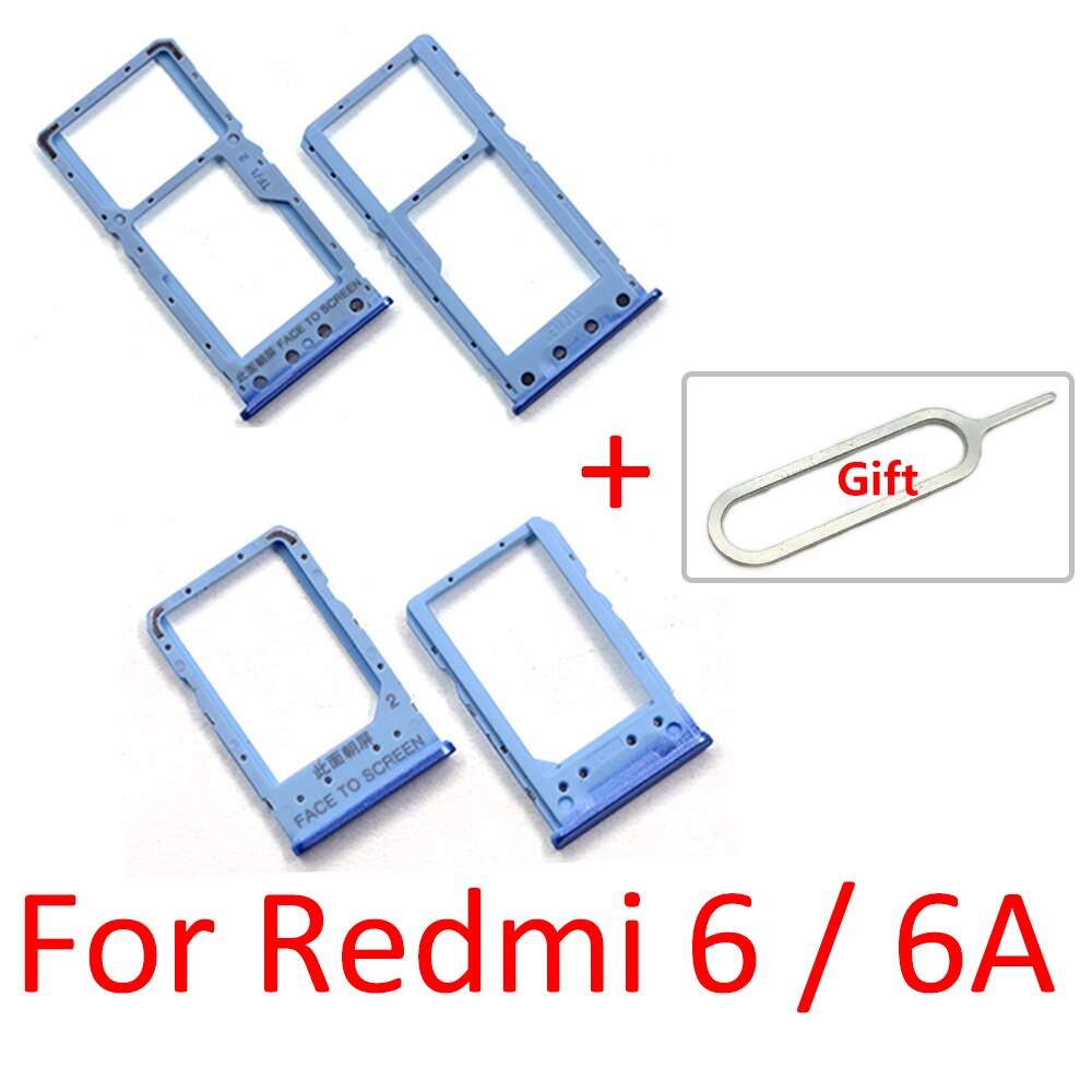 SIM Card Tray Slot Holder For Xiaomi Redmi 6A 6 Replacement Parts Sim Card Adapter + Eject Pin