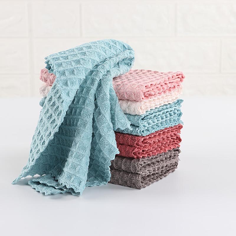 10PCS 30*30cm Car Glass Floor Cleaning Cloth Microfiber Waffle Weave Kitchen Towels Super Absorbent Dishcloth Magic Rags