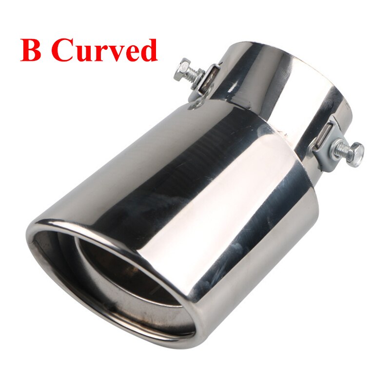 63Mm Auto Omgebouwd Uitlaat Tail Tip Pipe Enkele Outlet Keel Auto Universele Rvs Ronde Pijp Uitlaat Demper: B Curved