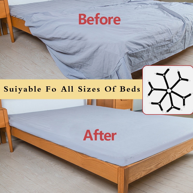 Adjustable Elastic Bed Sheet Clips Grippers Set Linen Fasteners Way Sides Suspenders Sheet Holders Mattress Strapsit Bedding
