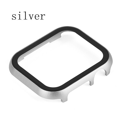 Case Voor Apple Horloge 6 Se 5 4 44Mm 40Mm Metal Bumper Cover Met Glas Protector Film Voor iwatch Serie 3 2 38Mm 42Mm Accessoires: silver / 40mm