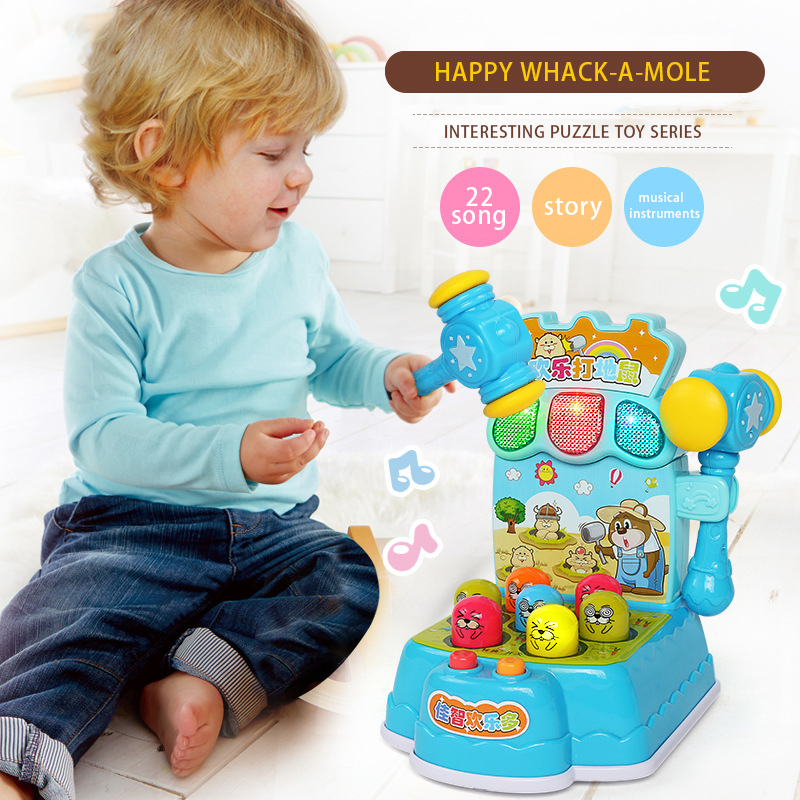 Gelukkig Whack-A-mole Muziek Plastic Kids Baby Speelgoed Spelen Klop Hit Hamster Insect Game Educatief Muziekinstrumenten voor Kinderen