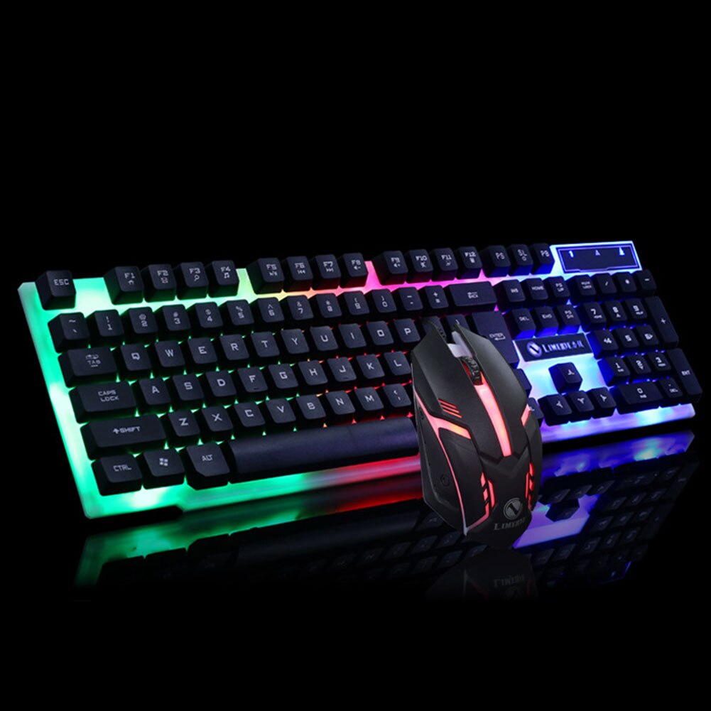 Zestaw Klawiatura i Mysz USB Przewodowa 104 Klawisze - Podświetlenie LED - Do Notebooków, Laptopów, Desktopów - Gaming i Biuro