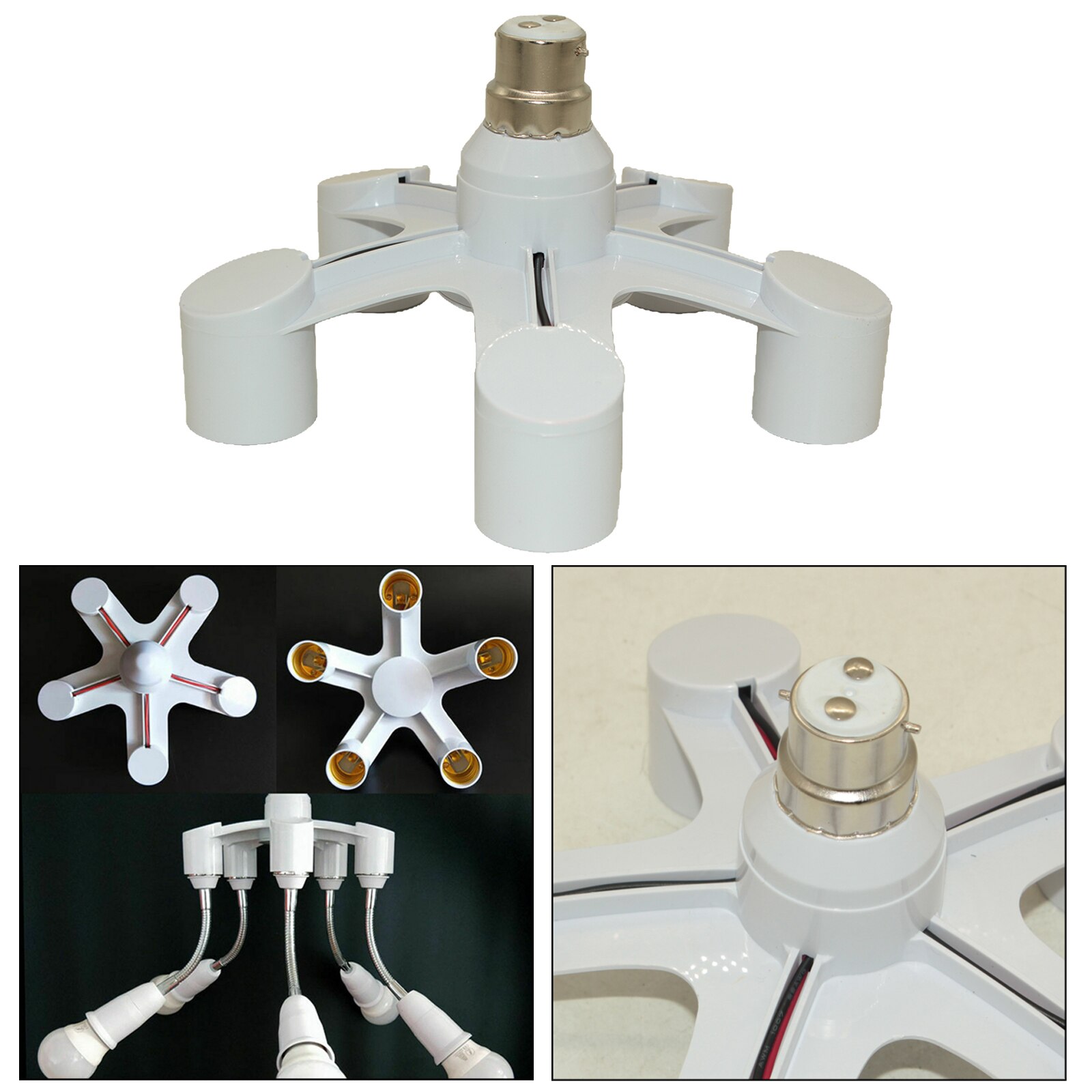 B22 to E27 Base LED Light Lamp Bulbs Sockets Adapter Splitter Converters