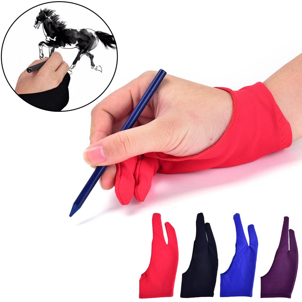 1pc to fingre antifouling handske til kunstnertegning &amp; pen grafisk tablet pude