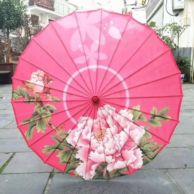 Adult Oil Paper Umbrella Chinese Style Rainproof Decoration Craft Hanfu Dance Photo Parasol Women's Umbrella Girls Cosplay Prop: Blue