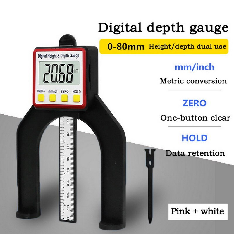 DIDIHOU Digital Depth Gauge LCD Height Gauges Calipers With Magnetic Feet For Router Tables Woodworking Measuring Tools: 3