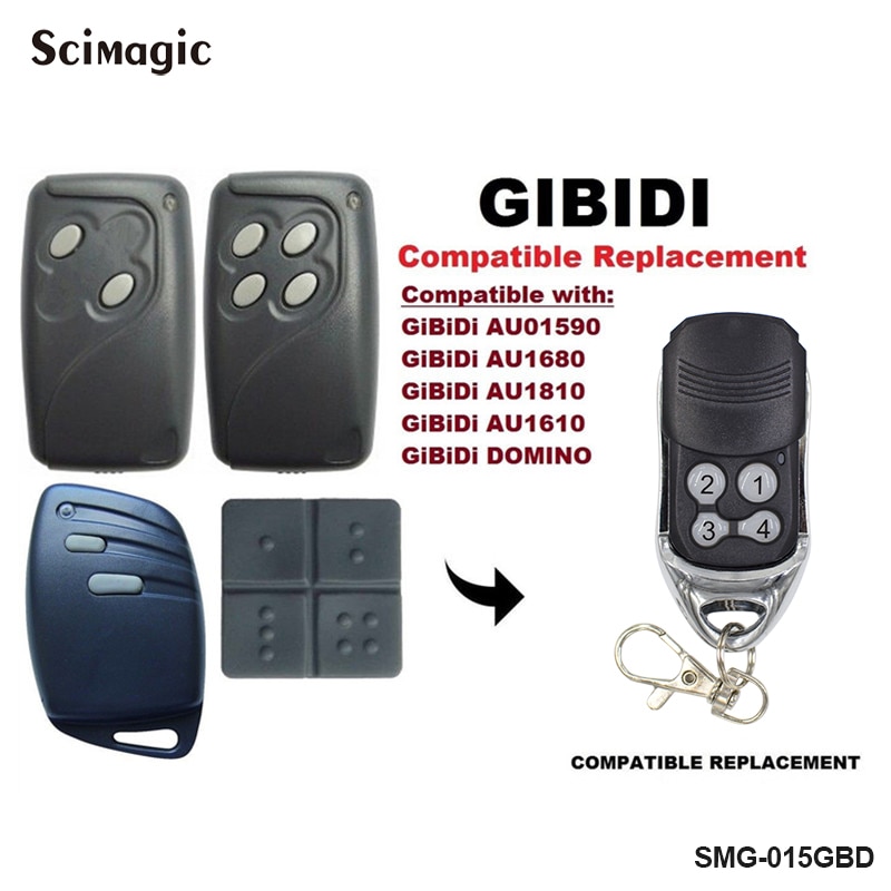 Gibidi Garagedeur Afstandsbediening 433 Mhz Rolling Code Gibidi AU1600 AU1610 AU1680 AU1810 Domino Garage Commando 433.92 Mhz Opener