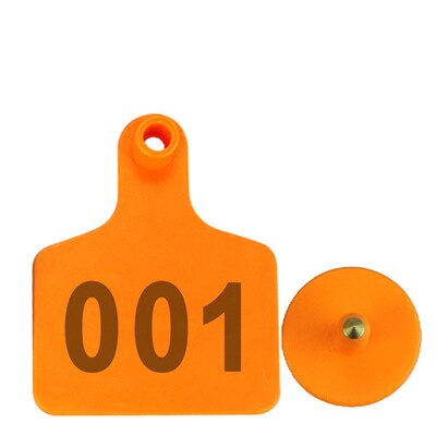 100Pcs Farm Animal Oormerken Nummer 001-500 Koe Vee Identificatiekaart Tpu Oor Tag Borden Met Woorden oorbellen: Orange / 001a100