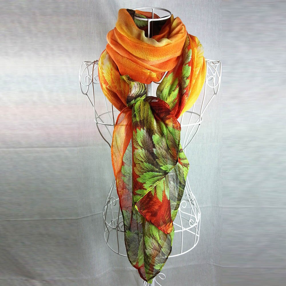 Zomer Zijde Foulard Sjaals Afdrukken Sjaal Dames Luxe Strand Sjaal Bandana Strand Top Jurk Flamingo Sjaals: Oranje