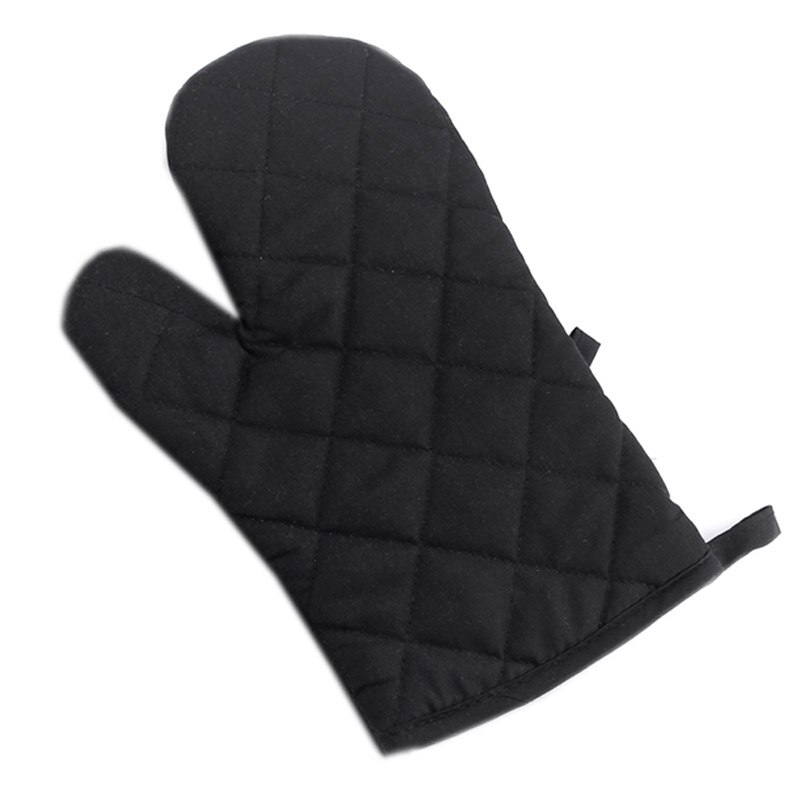 Ovenwanten met hoge temperatuur, katoenen isolatie, dikke 1pc keukenbenodigdheden, magnetron handschoenen, effen: Zwart