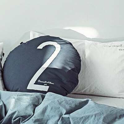 Cotton Numbers Pillow Nordic Back Cushions Neck Support Soft Round Home Office Chair Bedding Pillows Baby Kids Room Decor: Navy 2
