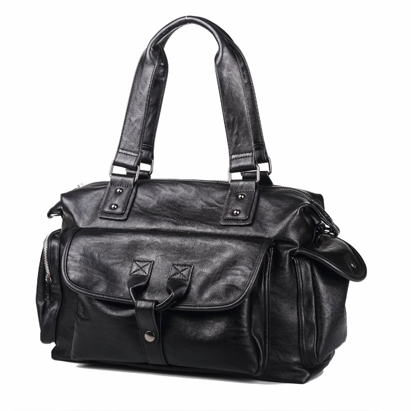Dapper herre læder rejsetaske laptop business duffle bag herre weekendtaske med høj kapacitet afslappet håndtaske sac  df408