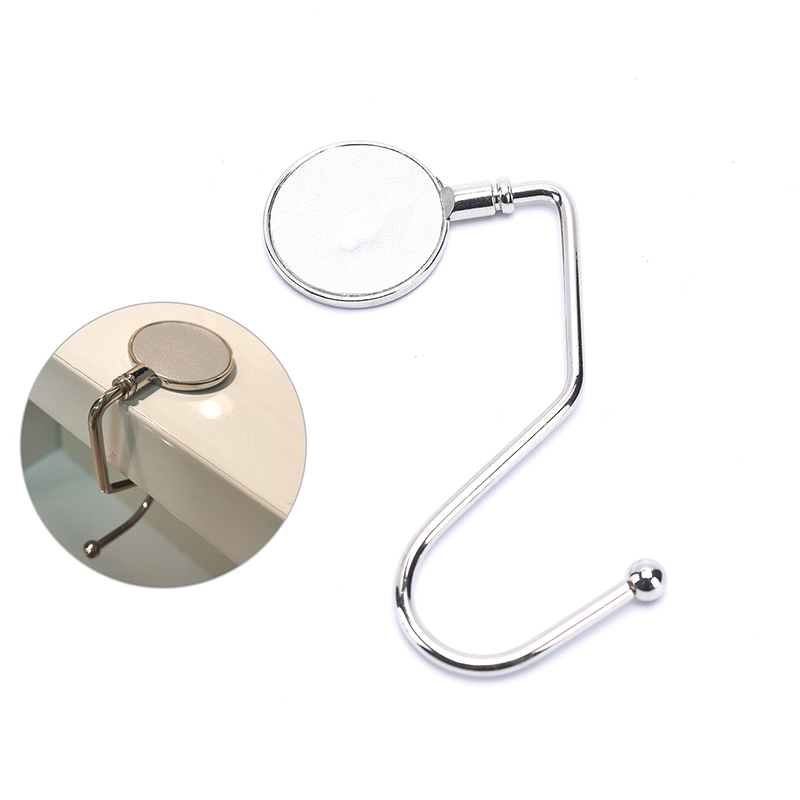 Foldable Hanging Desk Hook Write Name Large Load-bearing Table Side Hook Metal Portable Hanging Bag Hook Purse Handbag Hanger: Silver
