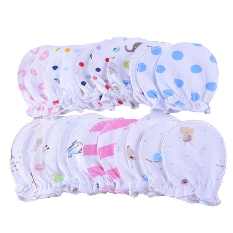 2Pairs Of Cotton Glovers For Newborn Baby Girl Boy Anti-scratch Face Protective Gloves Cute Print Elastic Glovers Random Color: Default Title