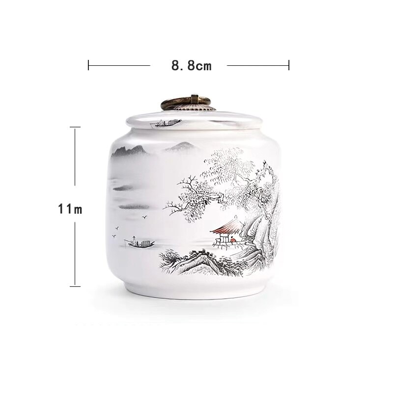 Ceramic Retro Mini Tea Caddies Kitchen Spice Jar Sealed Cans Candy Dried Fruit Storage Bottle Food Container Teaware: F