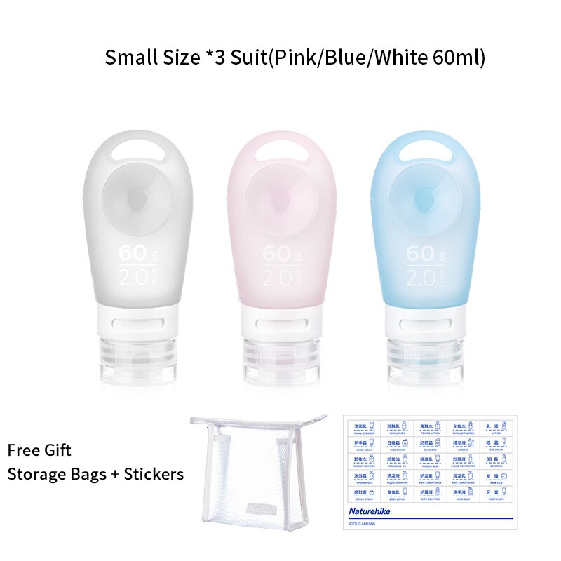 Naturehike 89ml silikonpåfyllningsflaska utomhus portabel dam/män duschschampogel lätt liten emulsionspåfyllningsflaska företag: Smallx 3