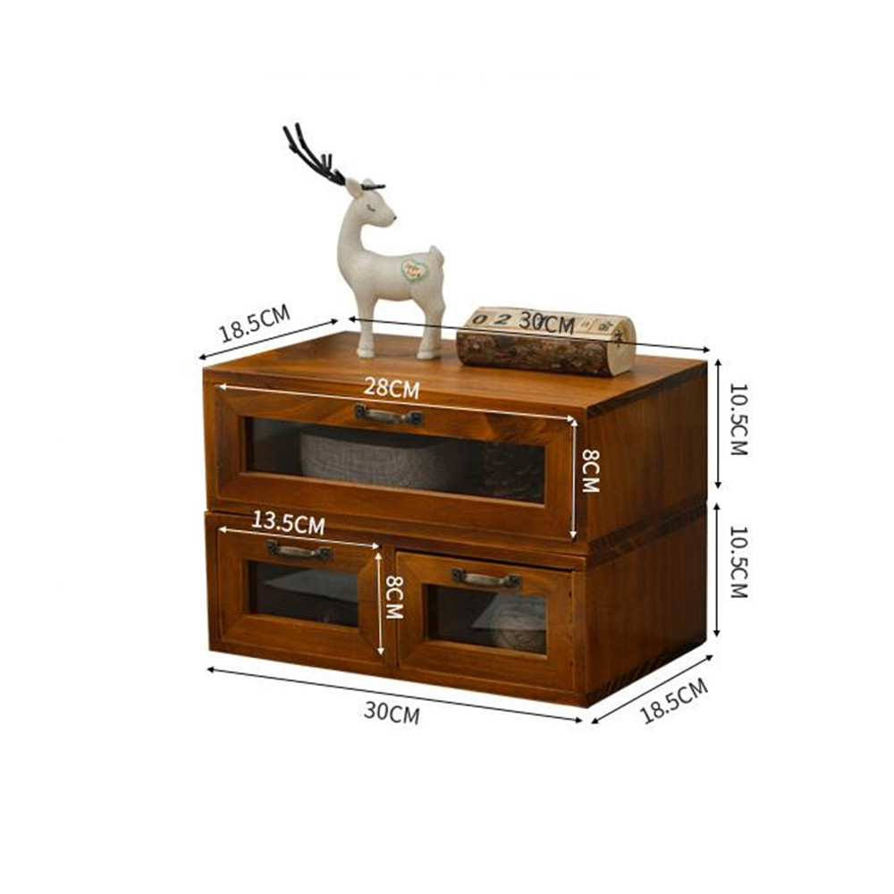 STOMMIHO Wooden Drawer Storage Box Computer Monitor Increased Shelf Office Desktop Storage Cabinet Dressing Table Organizer