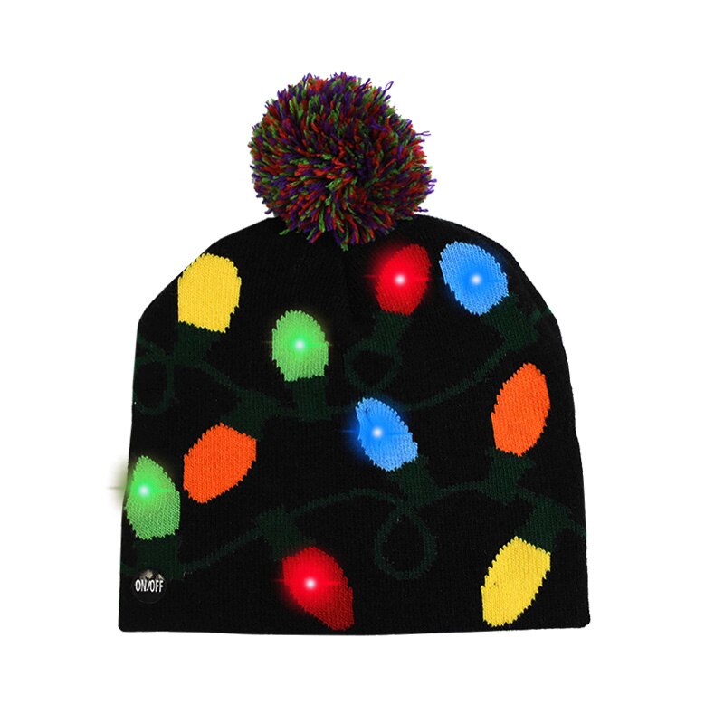 Kerstmuts met led-verlichting, gebreide muts, kerstversiering, kerstmuts met licht, kerst voor kinderen, kerst: J