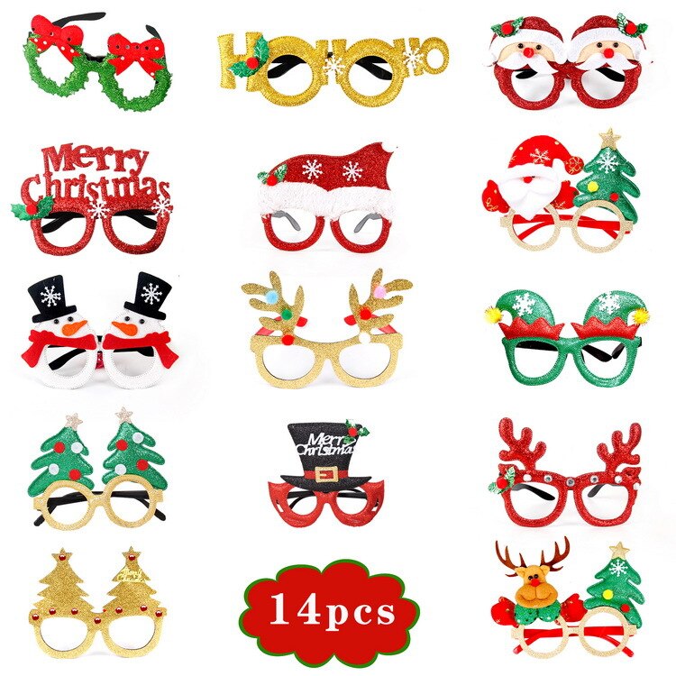 6-20 Stks/set Festival Levert Xmas Glazen Kerst Hoed Creatieve Party Kinderen Volwassen Hoofdband Kerstman Polsband: D-14 Pieces