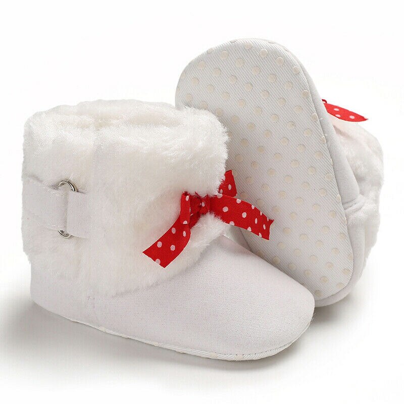 Carino infante Appena nato Del bambino Delle Ragazze Addensare Cachemire di Inverno Della Peluche Stivali Da Neve Bowknot Caldo casuale Scarpe Rosa viola Bianco 0-18M