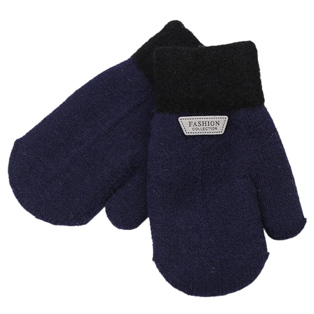 Kids Winter Double Layer Dikke Warm Volledige Vinger Stiksels Gebreide Handschoenen Wanten