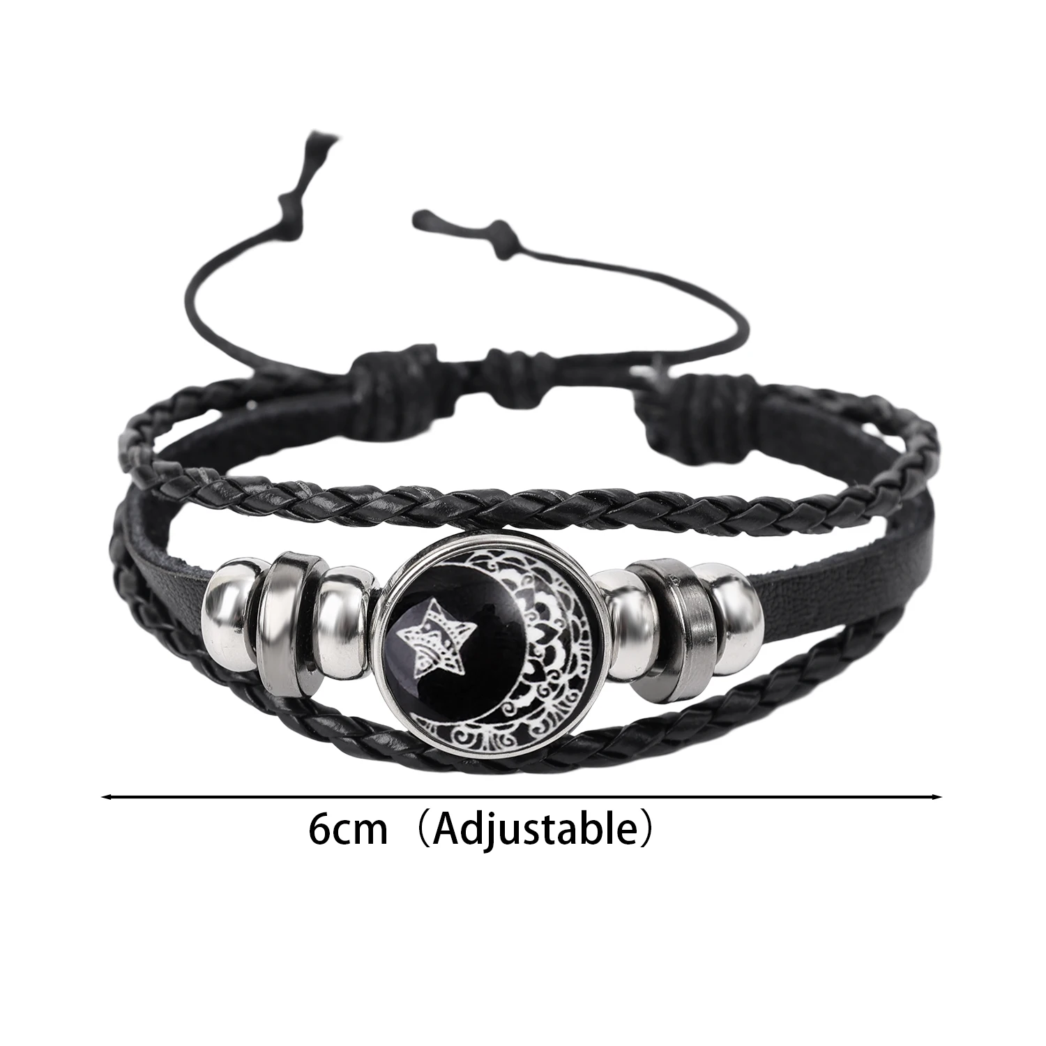 2 pçs luminosa casal amizade pulseira sol e lua ajustável romântico preto trançado pulseiras moda criativa jóias presentes: Marrom Avermelhado