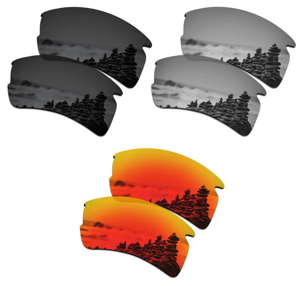 Smartvlt 3 par polariserede solbriller udskiftningslinser til oakley flak 2.0 xl stealth sort og sølv titanium og brandrød: Default Title