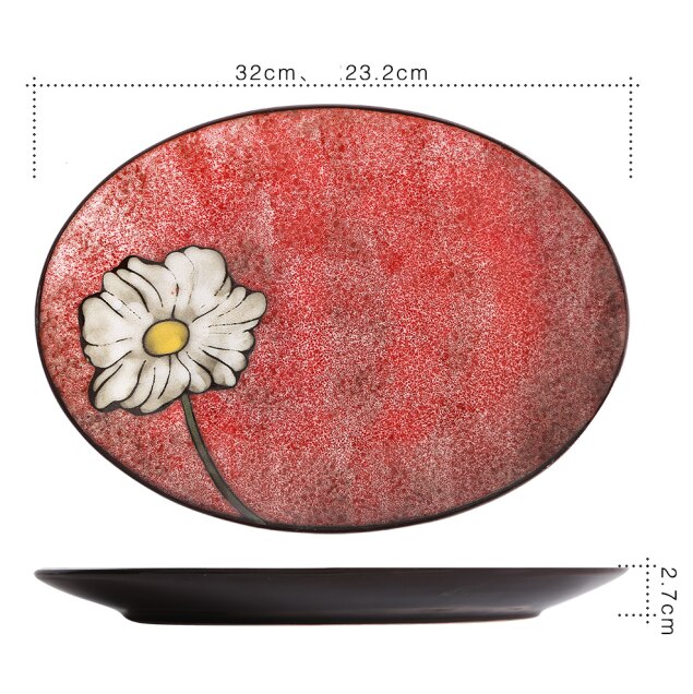 Chinees retro keramisch serviesgoed soeppan lepel borden servies huishoudelijke keukenbenodigdheden handgeschilderd bloemenpatroon: G